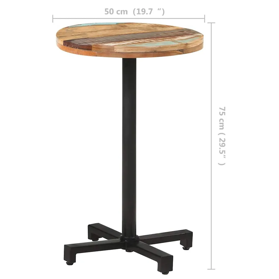 Table de bistro Ronde Ø50x75 cm Bois de récupération massif - 6
