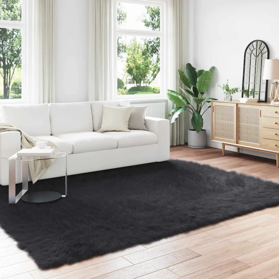 Tapis en fausse TAFALLA Noir 240 x 340 cm Polyester
