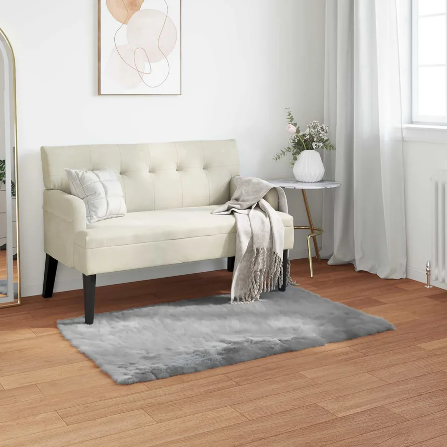 Tapis en fausse TAFALLA Gris 80 x 150 cm Polyester