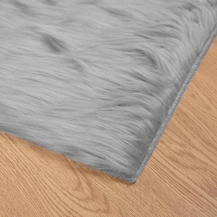 Tapis en fausse TAFALLA Gris 80 x 150 cm Polyester - 7