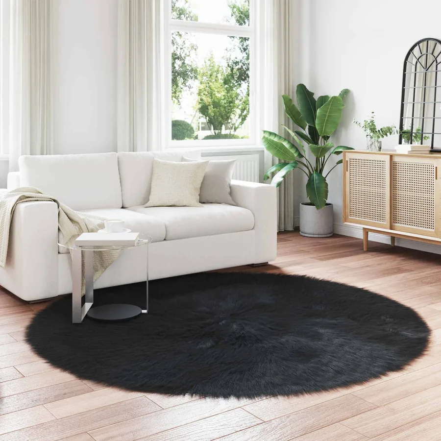 Tapis en fausse TAFALLA Noir Ø 200 cm Polyester