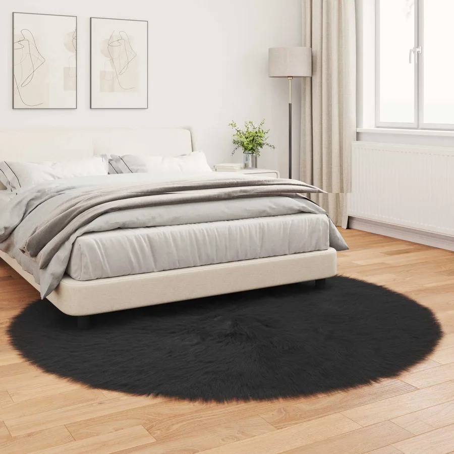 Tapis en fausse TAFALLA Noir Ø 200 cm Polyester - 4