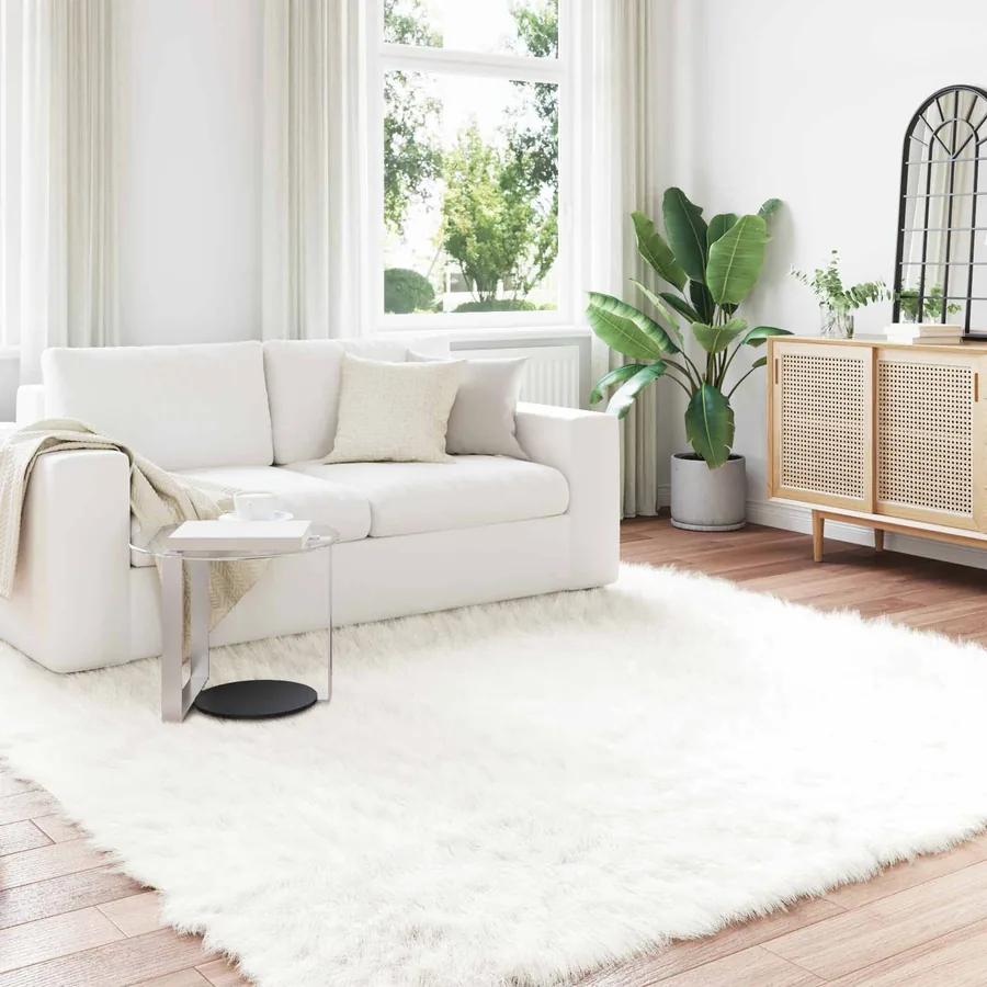 Tapis en fausse TAFALLA Blanc 200 x 200 cm Polyester