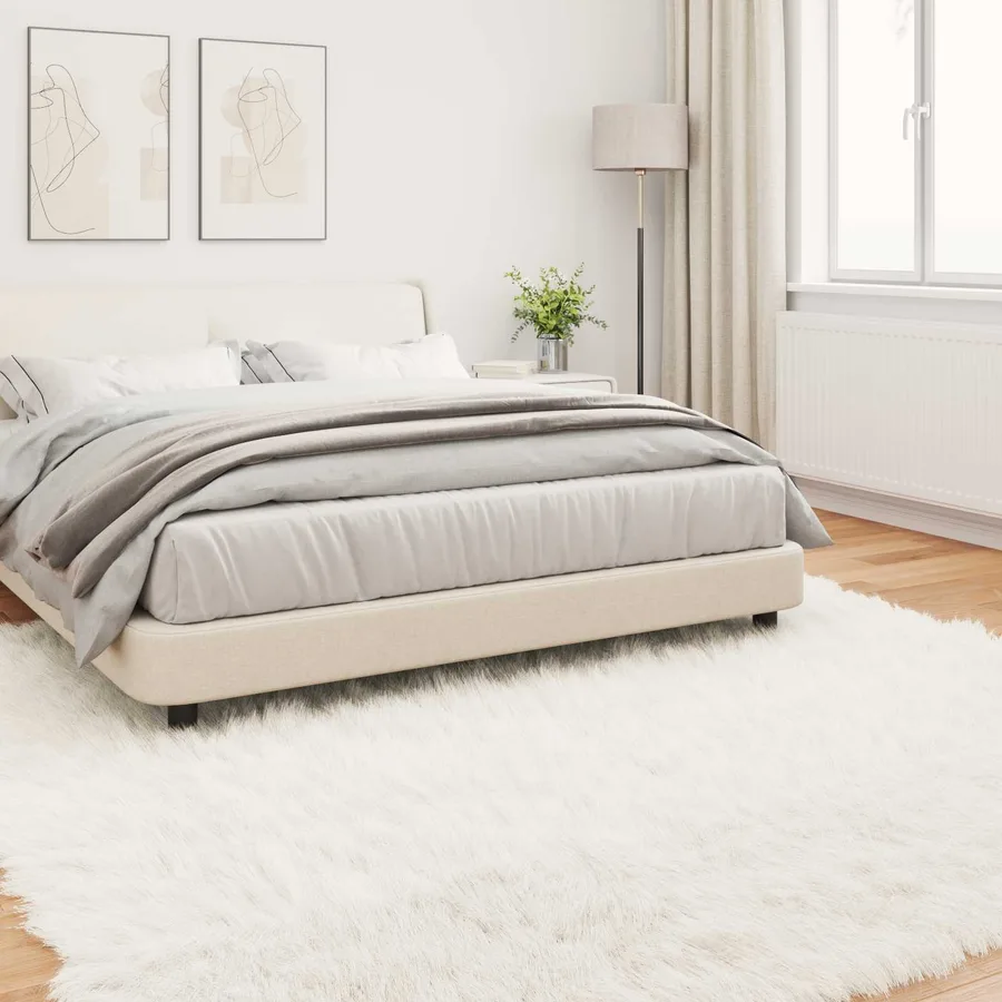 Tapis en fausse TAFALLA Blanc 200 x 200 cm Polyester - 4