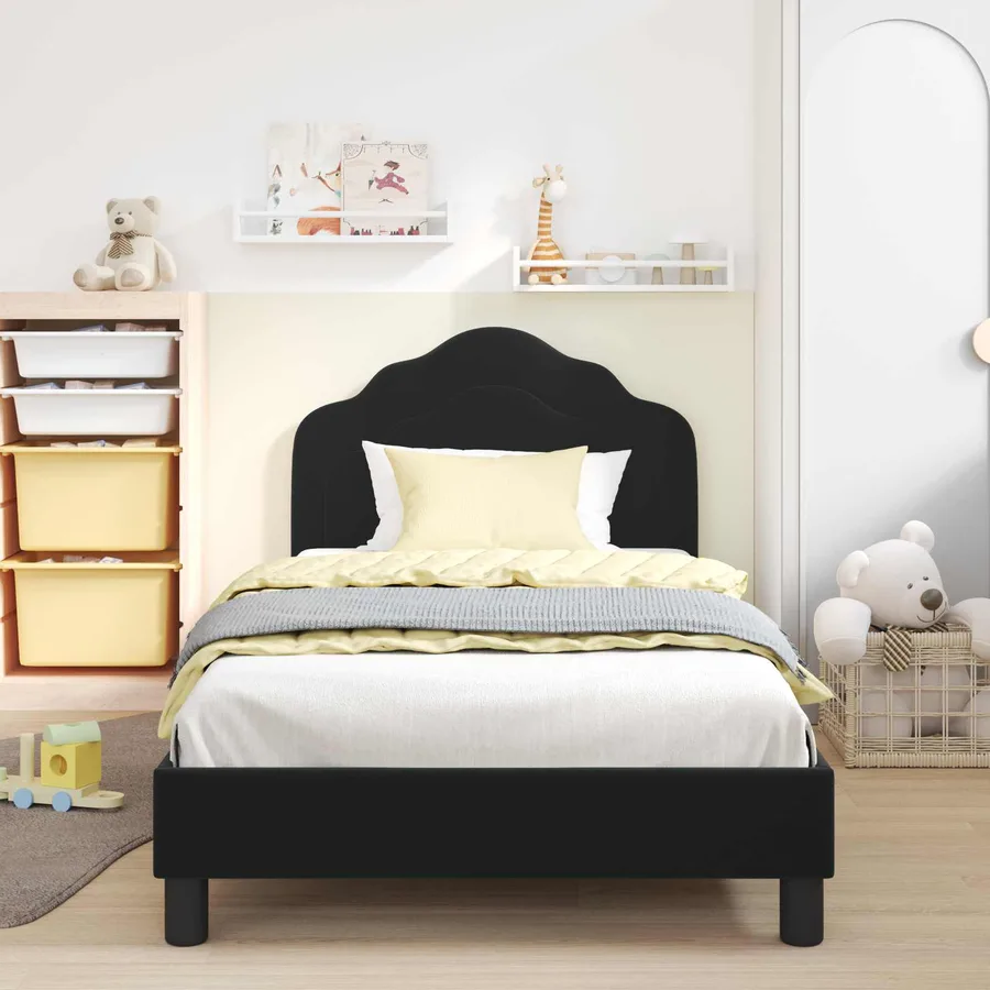 Cadre de lit pour enfants avec tête de lit Noir 80 x 200 cm - 3