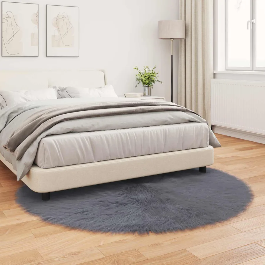 Tapis en fausse TAFALLA Anthracite Ø 200 cm Polyester - 4
