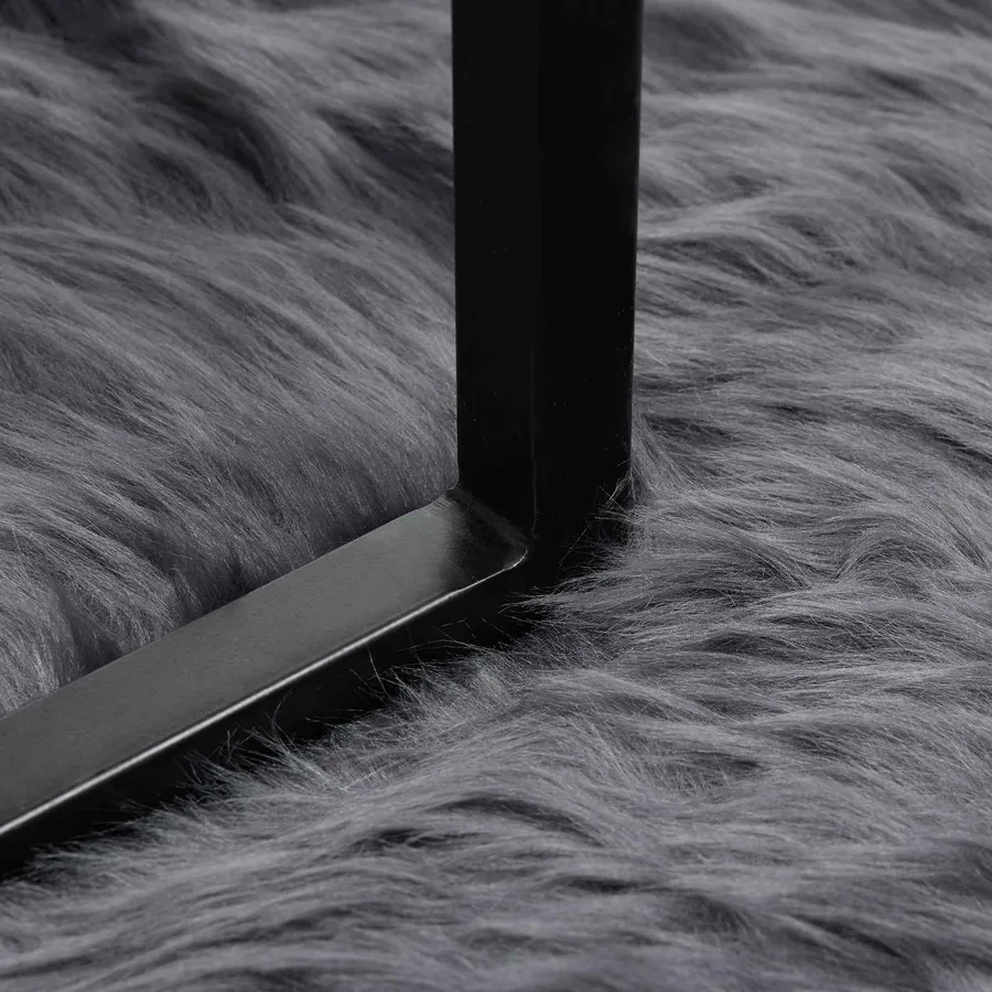 Tapis en fausse TAFALLA Anthracite Ø 200 cm Polyester - 5