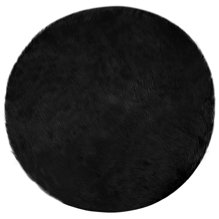 Tapis en fausse TAFALLA Noir Ø 120 cm Polyester - 2