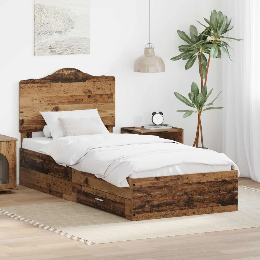 Cadre de lit Bois ancien 90 x 200 cm Bois d'ingénierie