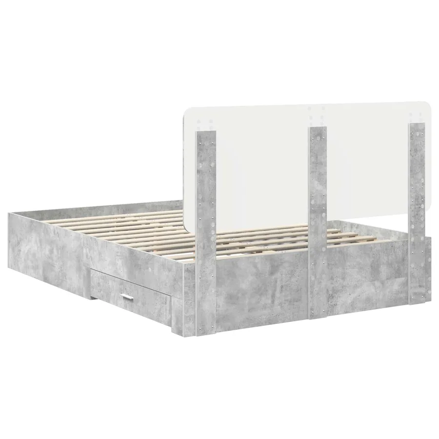 Cadre de lit Gris béton 140 x 200 cm Bois d'ingénierie - 10