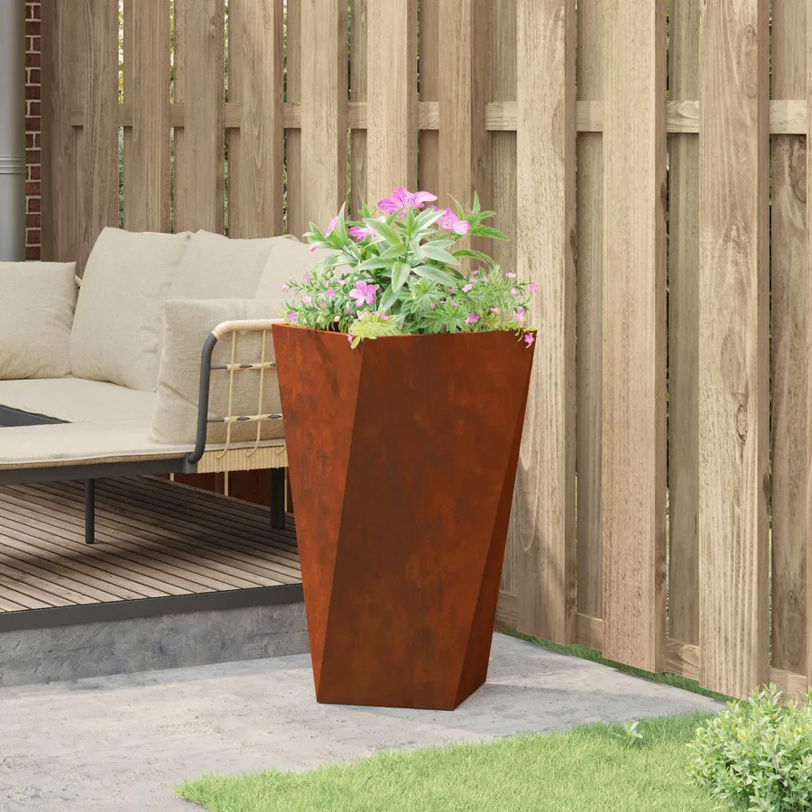 Jardinière Rouillé 40 x 40 x 75 cm Acier patiné - 4