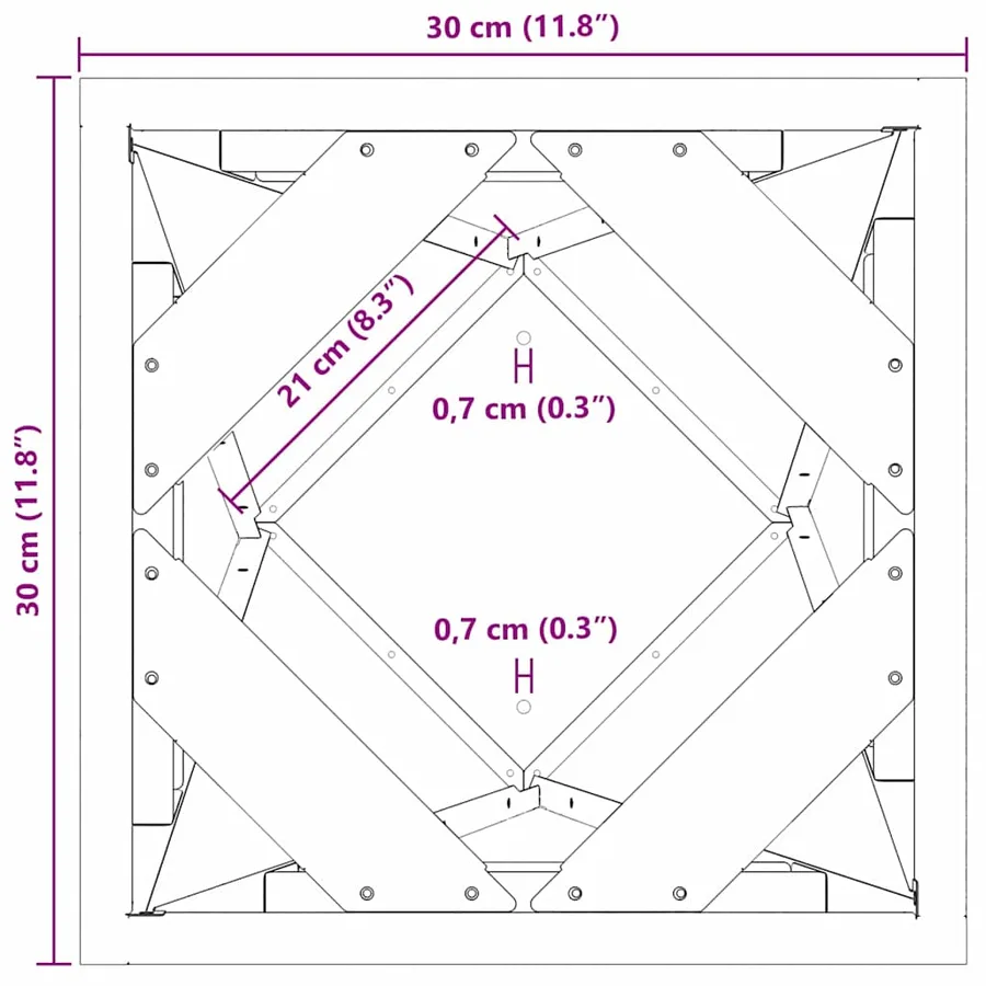 Jardinière 2 pc Vert olive 30 x 30 x 75 cm Acier - 12