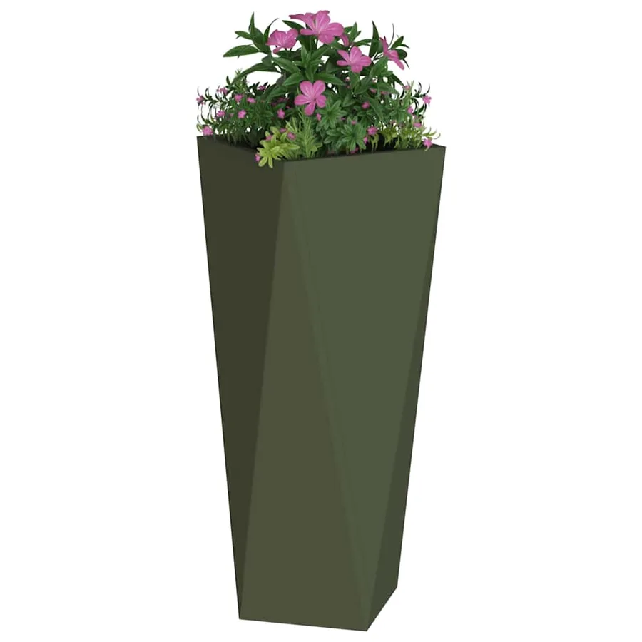 Jardinière 2 pc Vert olive 30 x 30 x 75 cm Acier - 3