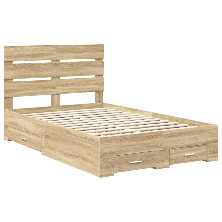 Cadre de lit Chêne Sonoma 135 x 190 cm Bois d'ingénierie - 4