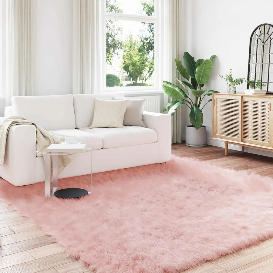 Tapis en fausse TAFALLA Rose 200 x 200 cm Polyester