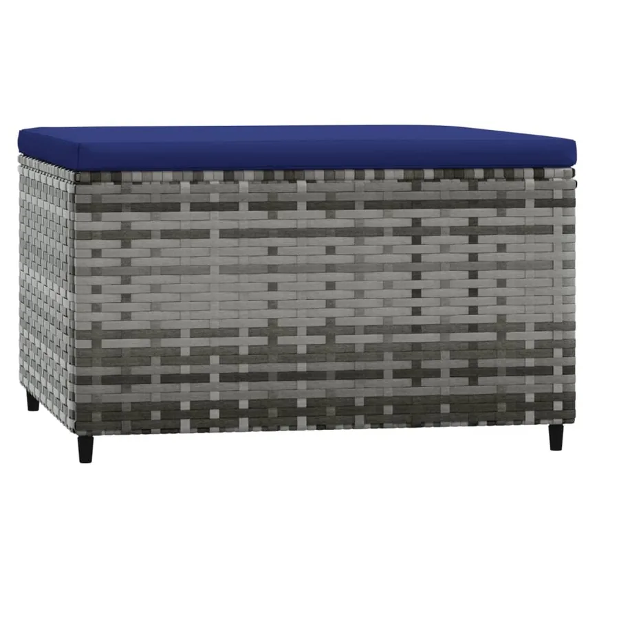 Repose-pieds de jardin et coussins lot de 2 gris résine tressée - 6