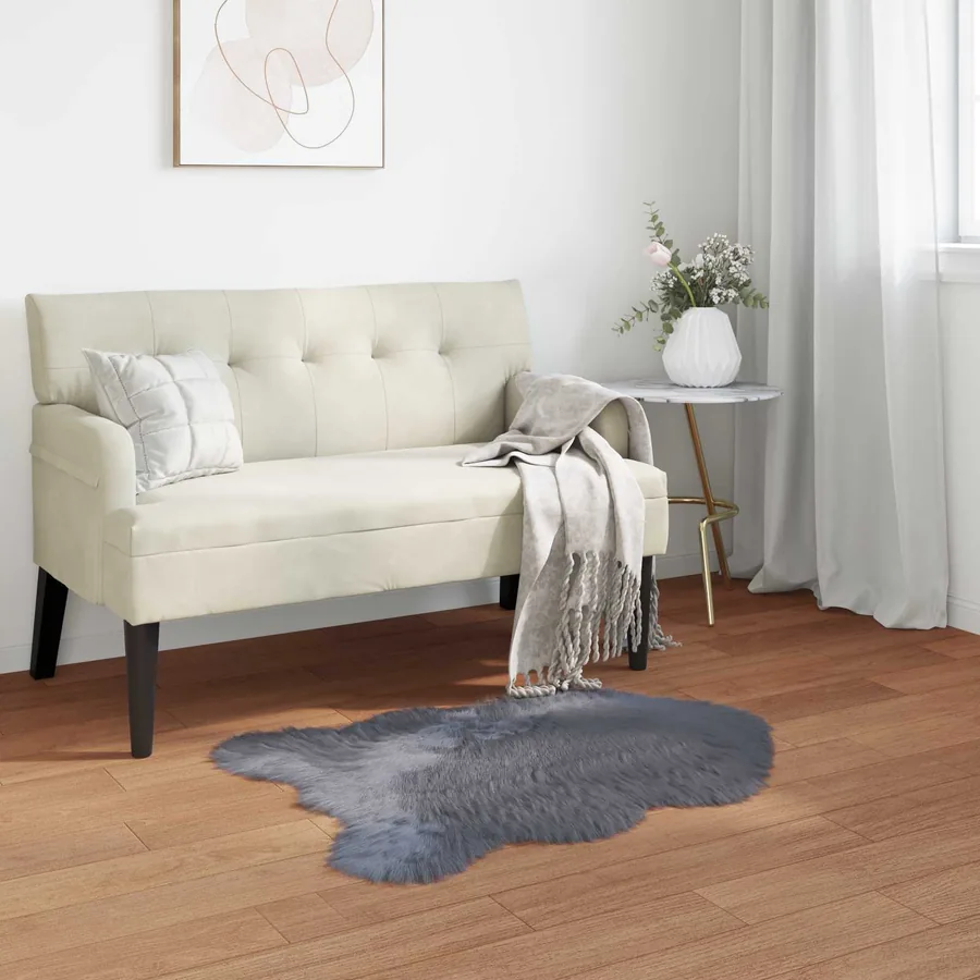 Tapis en fausse TAFALLA Anthracite 60 x 90 cm Polyester