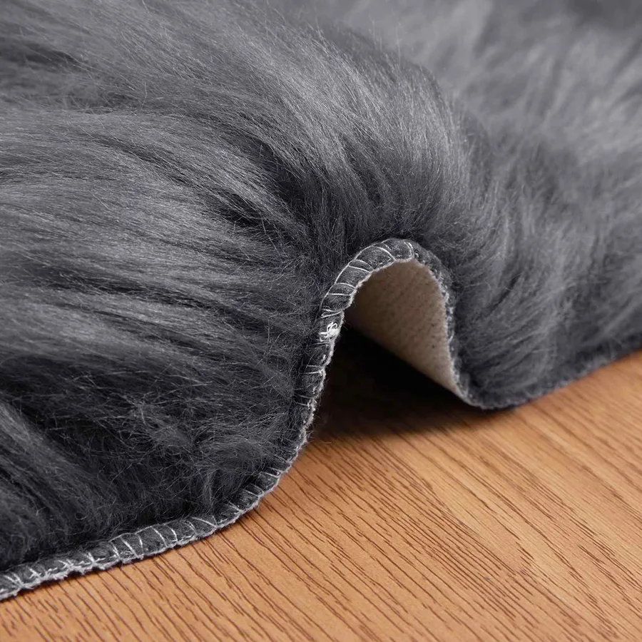Tapis en fausse TAFALLA Anthracite 60 x 90 cm Polyester - 9