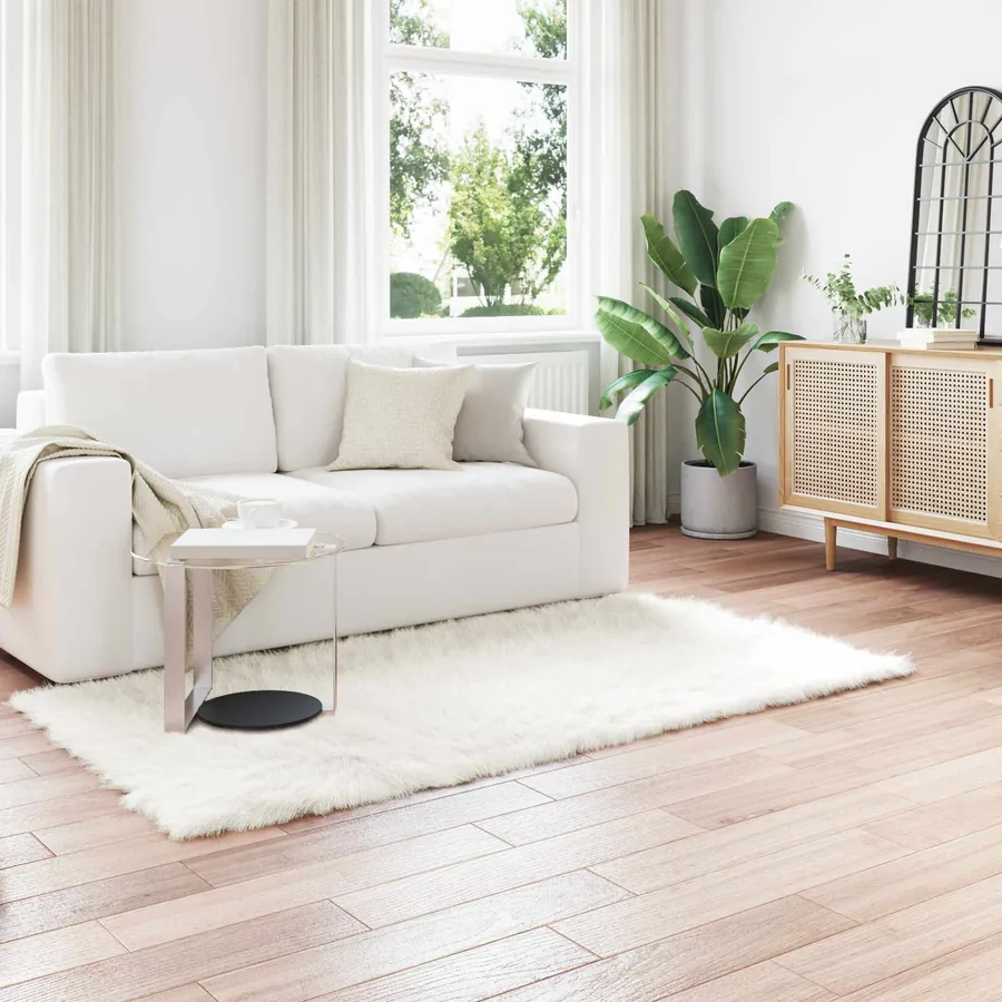 Tapis en fausse TAFALLA Blanc 100 x 200 cm Polyester
