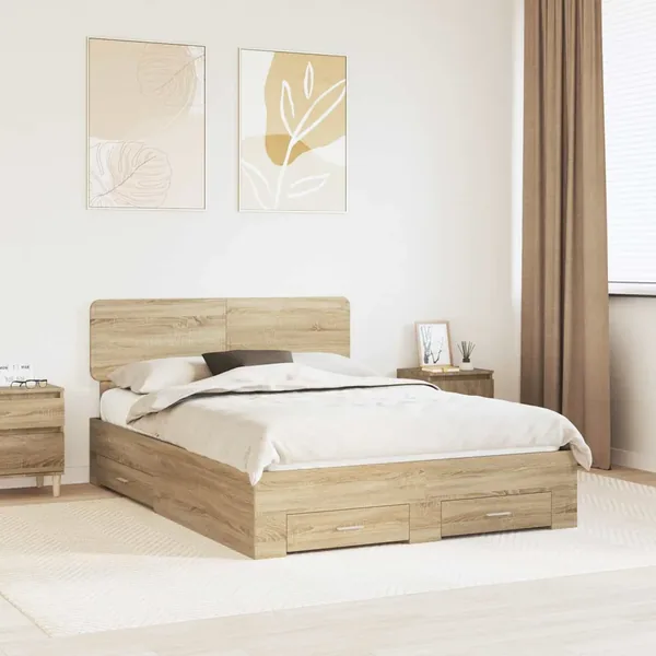Cadre de lit Chêne Sonoma 140 x 190 cm Bois d'ingénierie