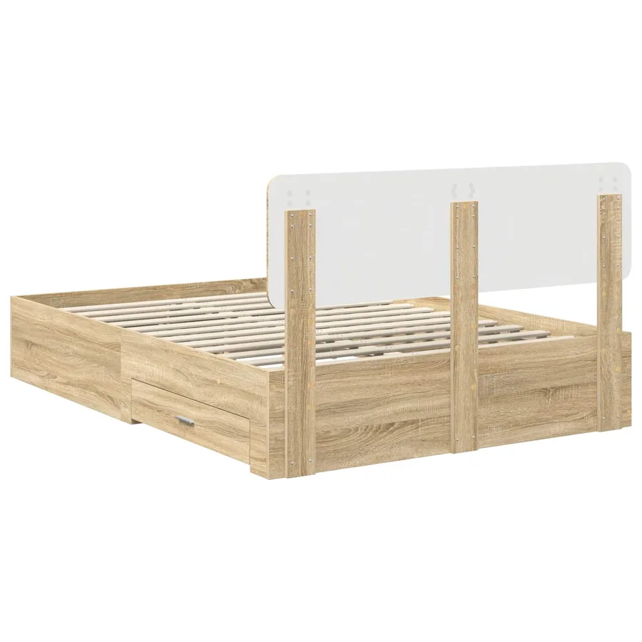 Cadre de lit Chêne Sonoma 140 x 190 cm Bois d'ingénierie - 10