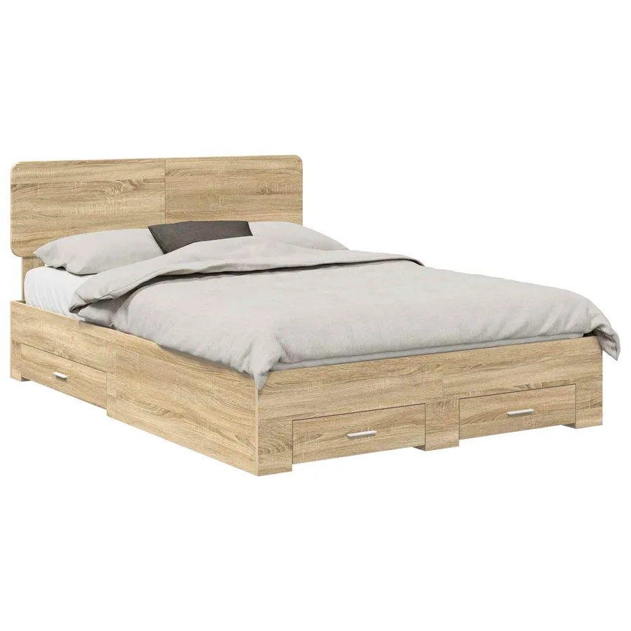 Cadre de lit Chêne Sonoma 140 x 190 cm Bois d'ingénierie - 2