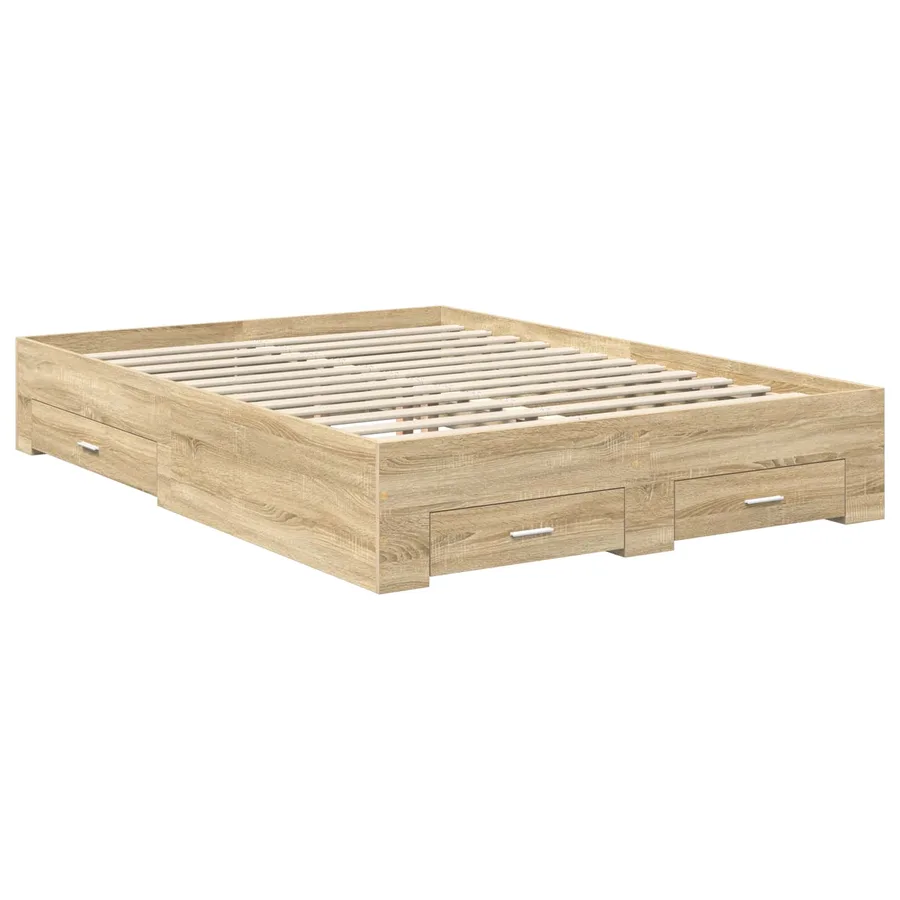 Cadre de lit Chêne Sonoma 140 x 190 cm Bois d'ingénierie - 6