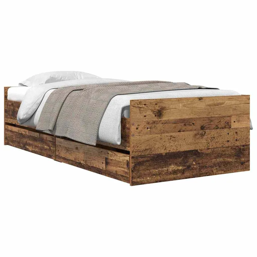 Cadre de lit avec tiroir Bois Ancien 100 x 200 cm Pin massif - 3