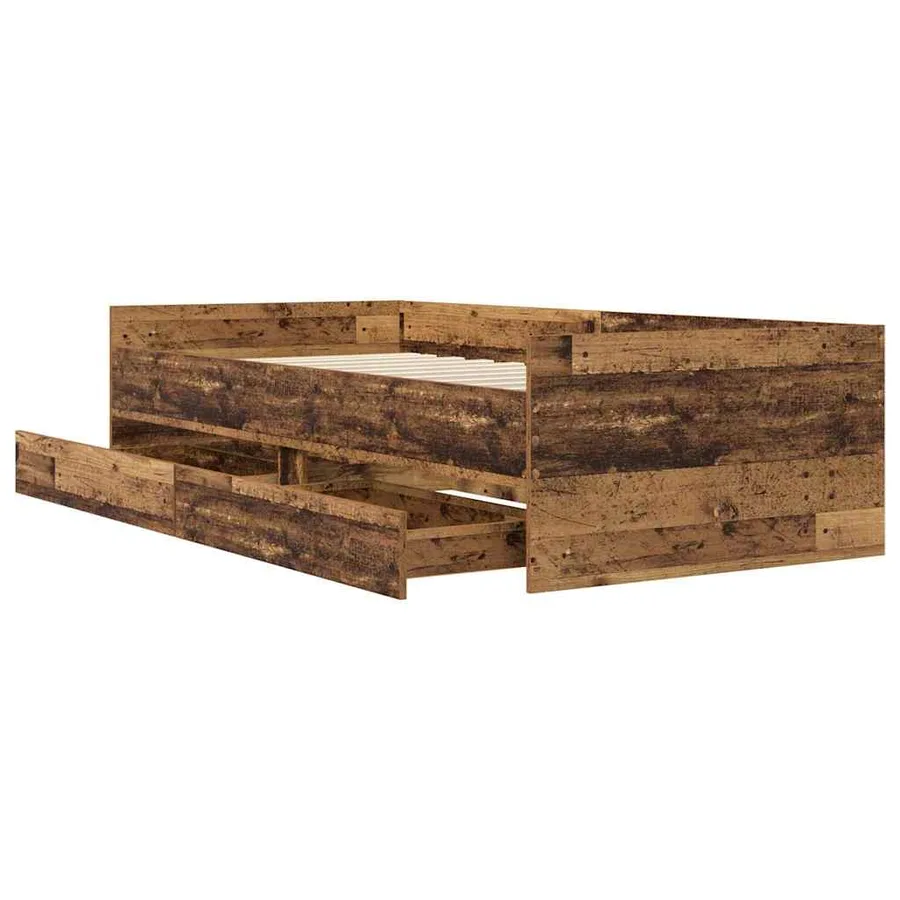 Cadre de lit avec tiroir Bois Ancien 100 x 200 cm Pin massif - 5