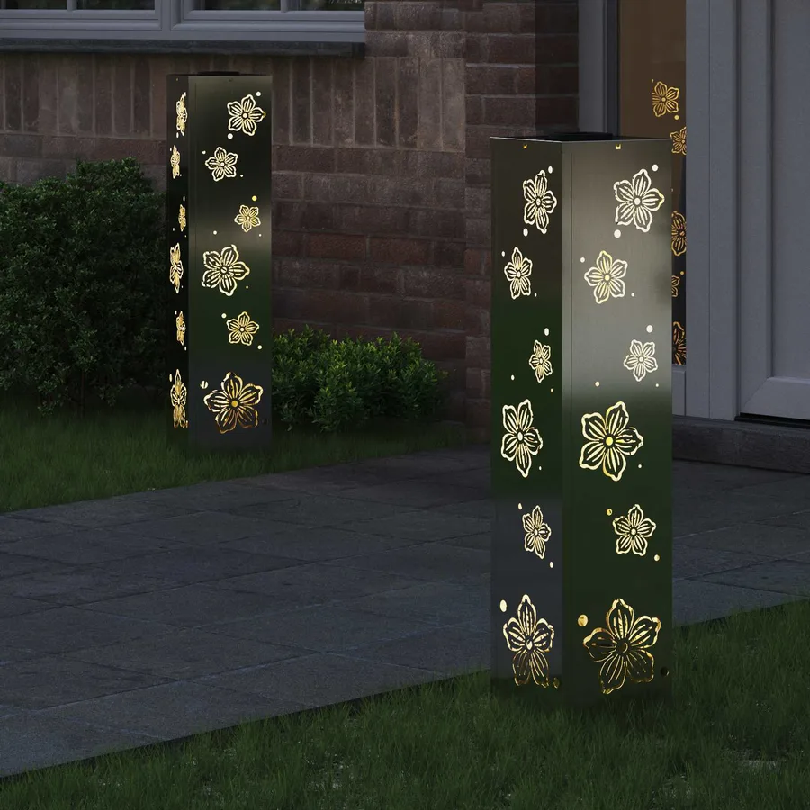 Lumière de chemin LED solaire 2 pcs Blanc chaud 18 x 18 x 80 cm - 3