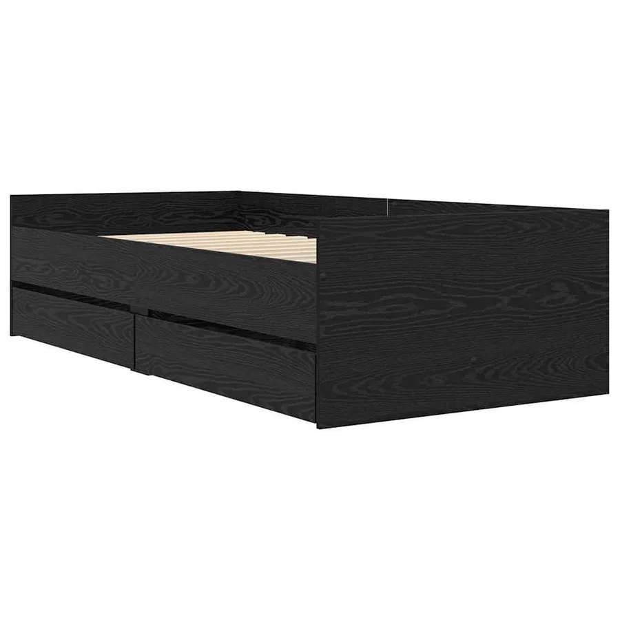 Cadre de lit avec tiroir Chêne noir 100 x 200 cm Pin massif - 2