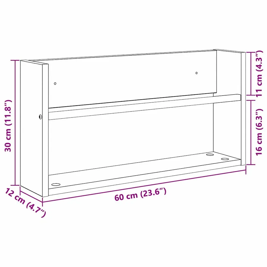 Étagère à magazines 2 pcs Chêne noir 60 x 12 x 30 cm - 11