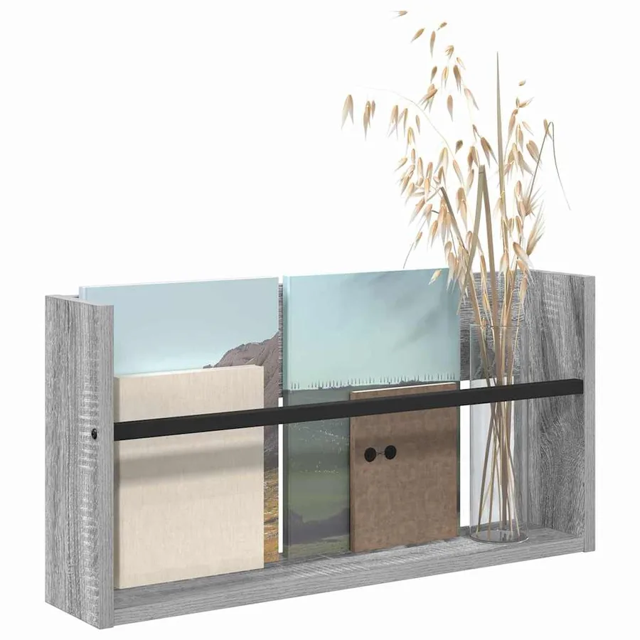 Étagère à magazines avec étagère Gris Sonoma 60 x 12 x 30 cm - 3