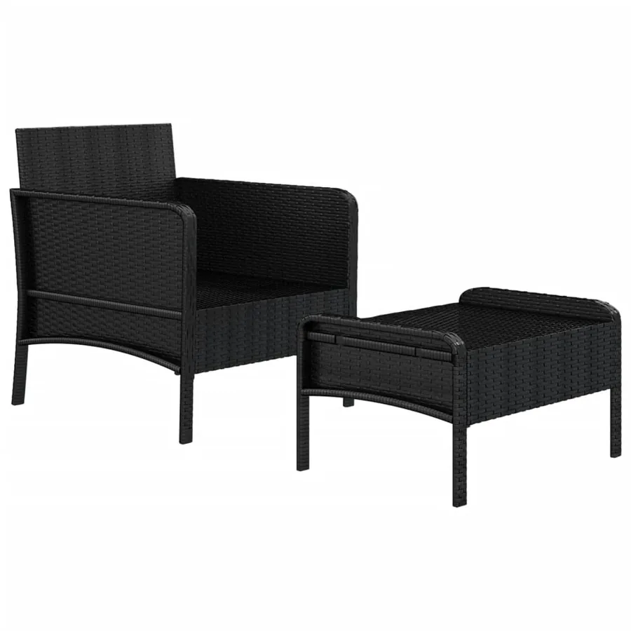 Salon de jardin 2 pcs avec coussins Noir Résine tressée - 4