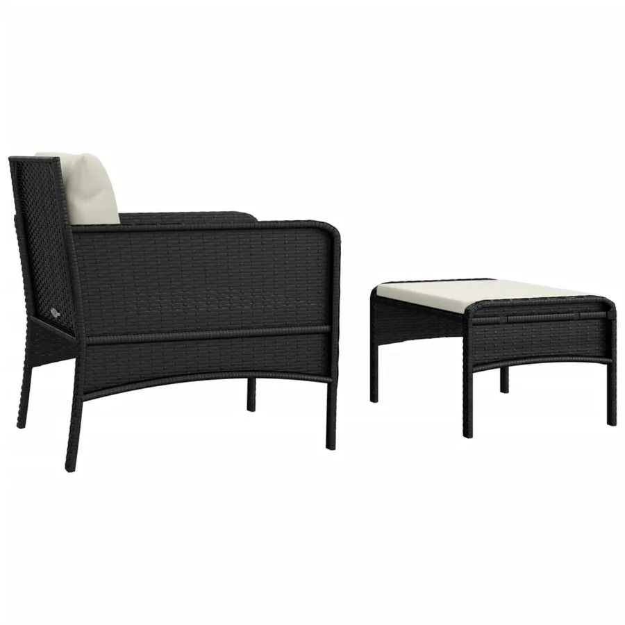 Salon de jardin 2 pcs avec coussins Noir Résine tressée - 5