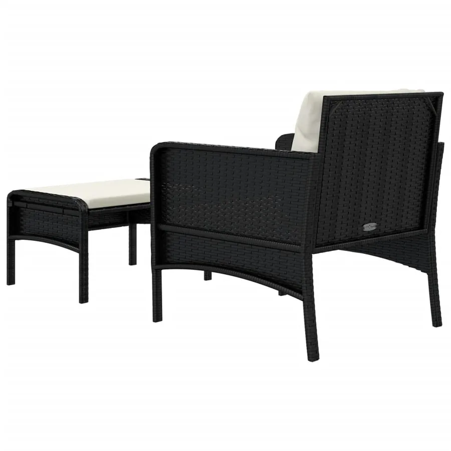 Salon de jardin 2 pcs avec coussins Noir Résine tressée - 6