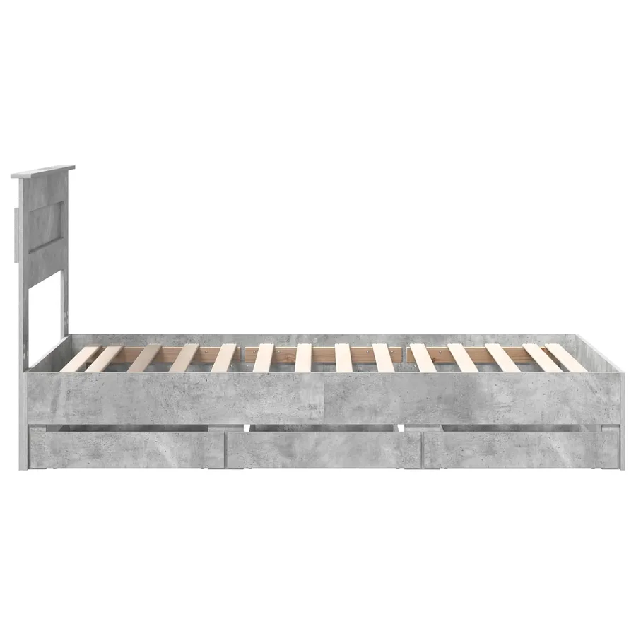Cadre de lit avec tiroir Gris béton 90 x 190 cm Bois Ingénierie - 9