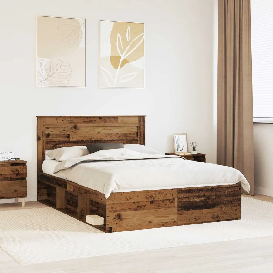 Cadre de lit Bois ancien 140 x 200 cm Bois de pin massif