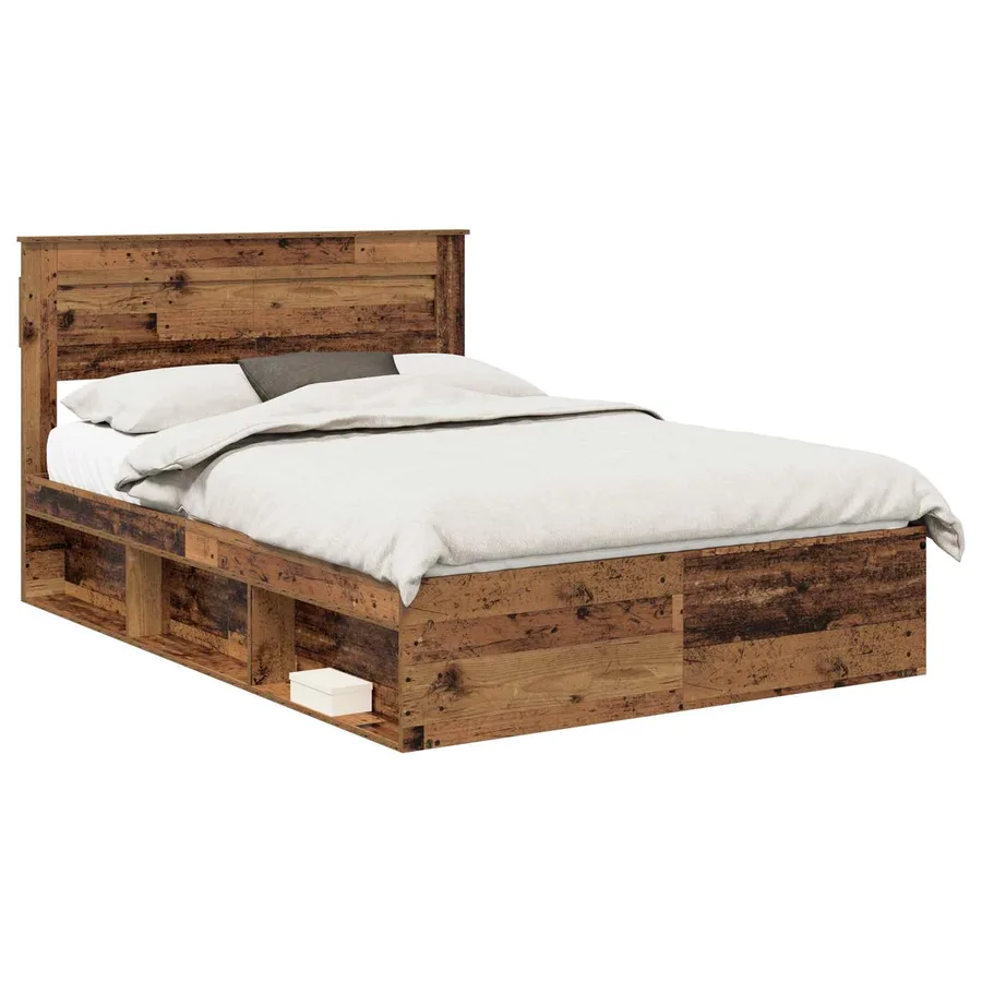 Cadre de lit Bois ancien 140 x 200 cm Bois de pin massif - 2