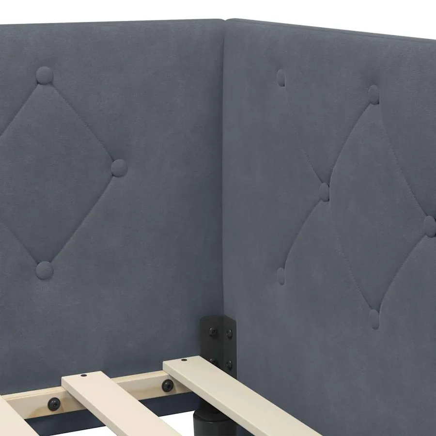 Cadre de lit d'angle Gris foncé 80 x 200 cm Velours - 10