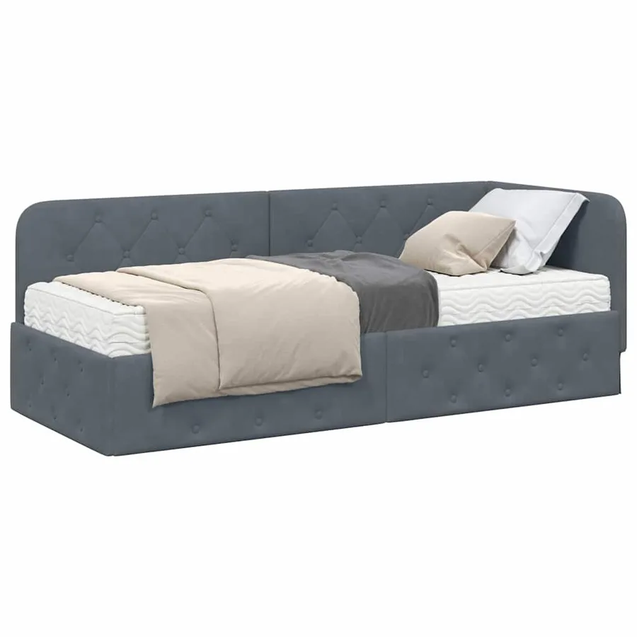 Cadre de lit d'angle Gris foncé 80 x 200 cm Velours - 3