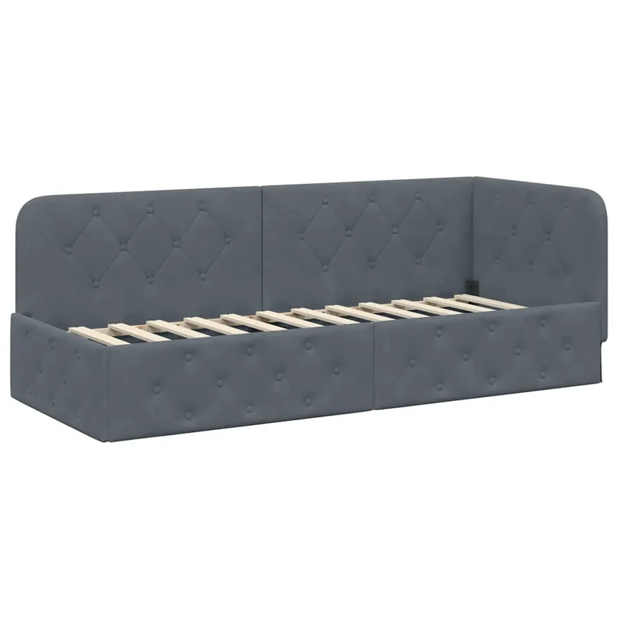 Cadre de lit d'angle Gris foncé 80 x 200 cm Velours - 6