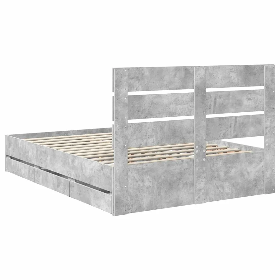 Cadre de lit Gris béton 140 x 200 cm Bois Ingénierie - 8