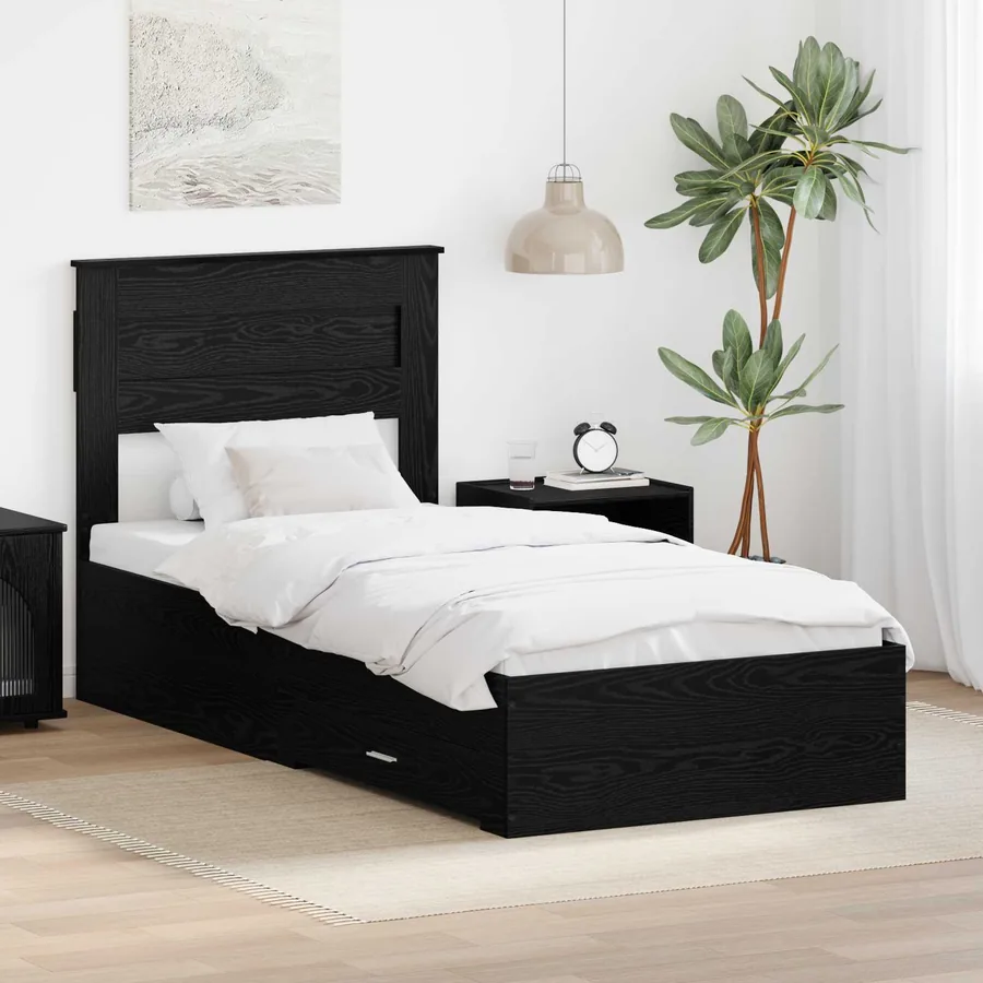 Cadre de lit Chêne noir 100 x 200 cm Bois d'ingénierie