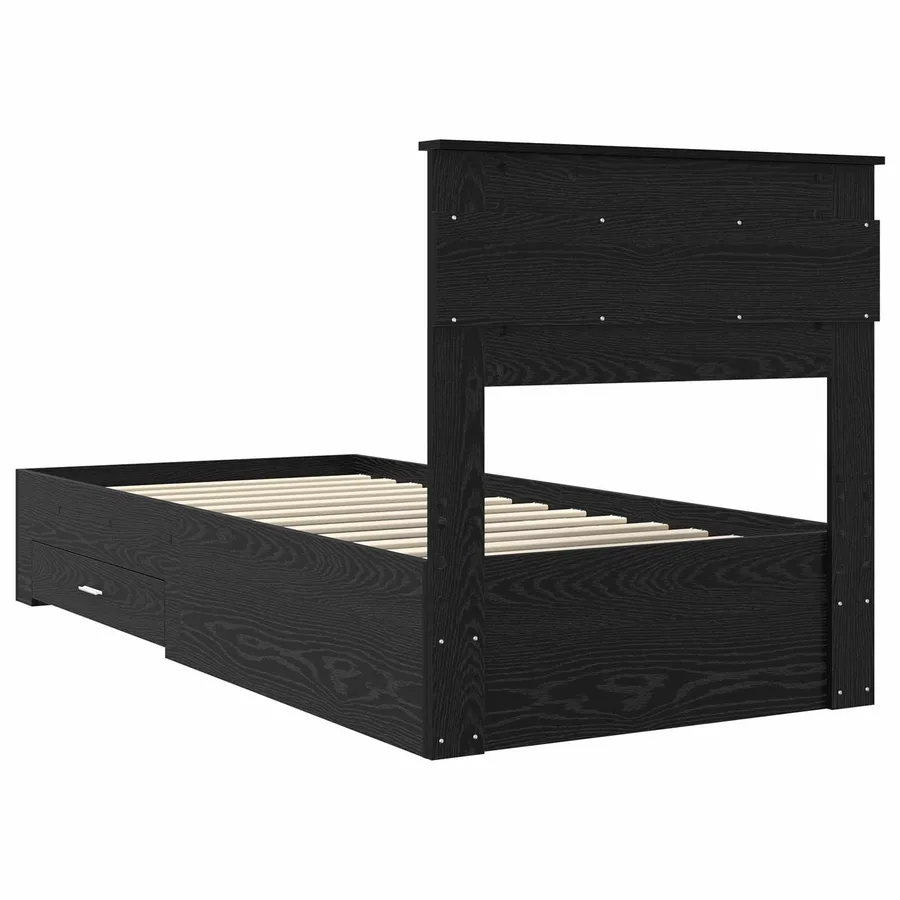 Cadre de lit Chêne noir 100 x 200 cm Bois d'ingénierie - 9