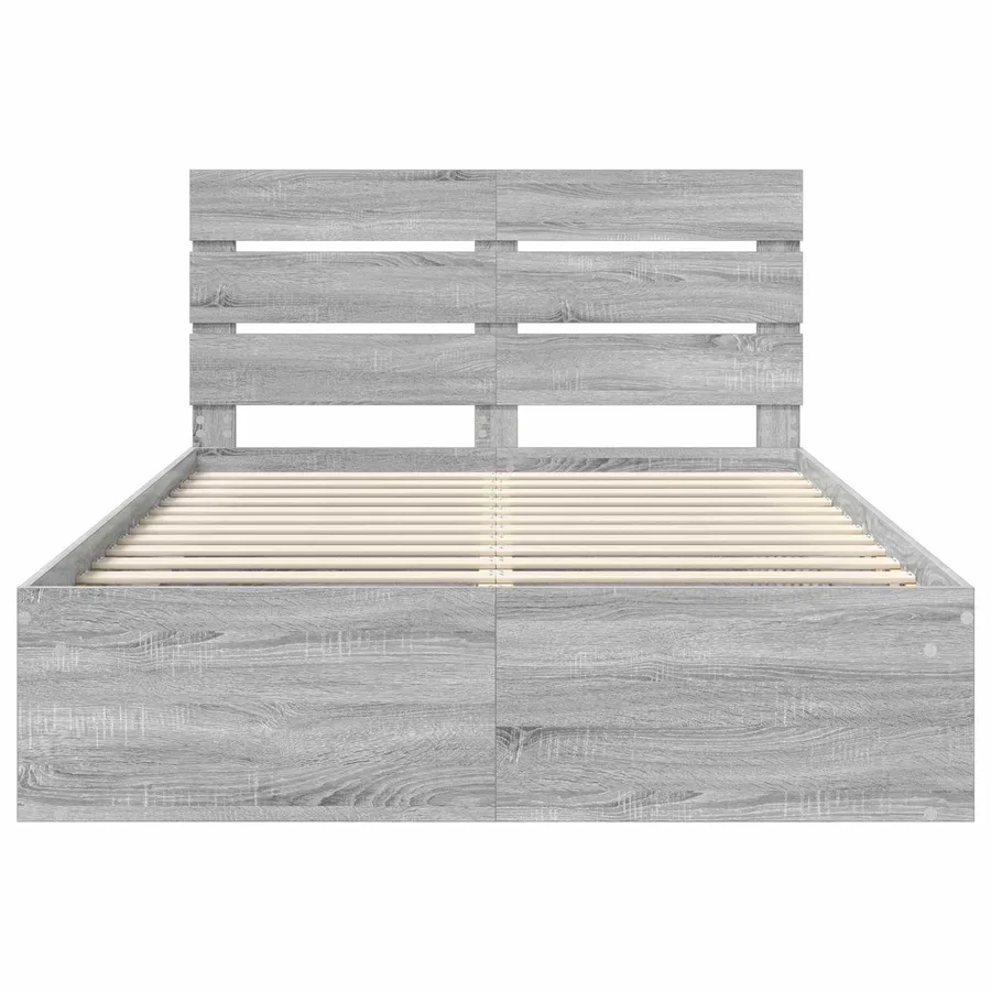 Cadre de lit Gris Sonoma 140 x 200 cm Bois de pin massif - 7