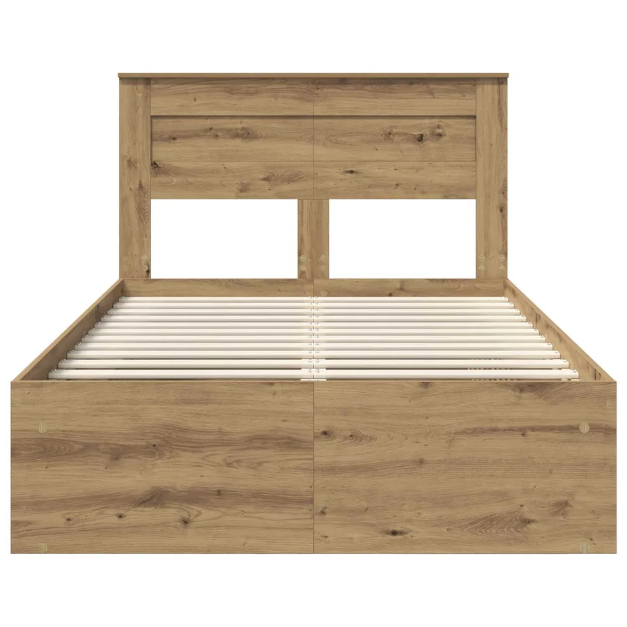 Cadre de lit Chêne artisan 120 x 200 cm Bois de pin massif - 7