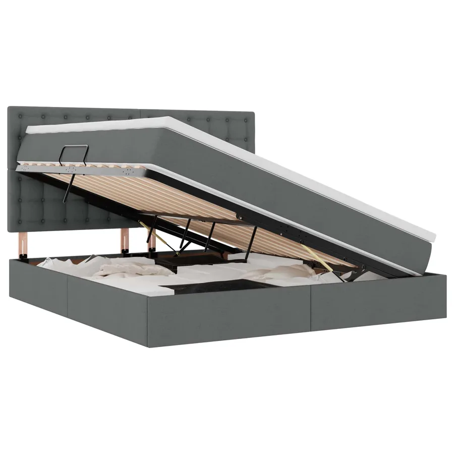Lit avec rangement et matelas Gris foncé 180 x 200 cm tissu - 2