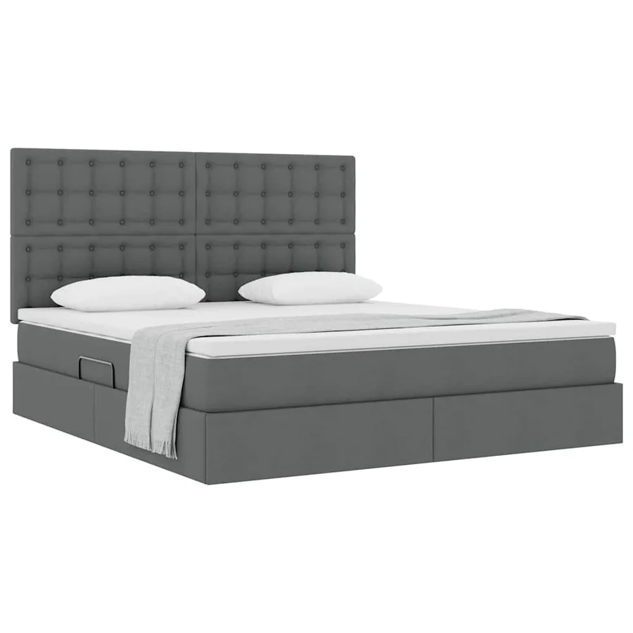 Lit avec rangement et matelas Gris foncé 180 x 200 cm tissu - 3