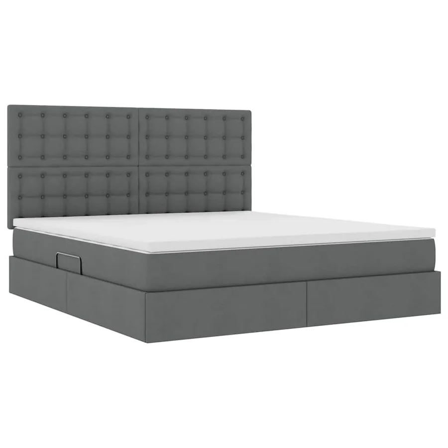 Lit avec rangement et matelas Gris foncé 180 x 200 cm tissu - 5